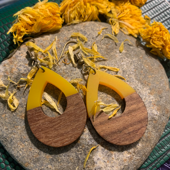 Yellow Wood Earrings