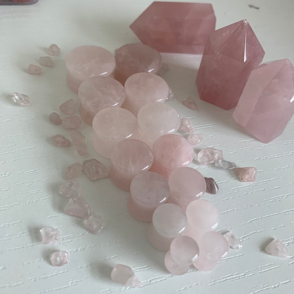 Rose Quartz Double Flare Plugs