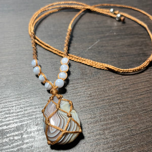 Banded and Blue Lace Agate Necklace